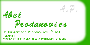 abel prodanovics business card